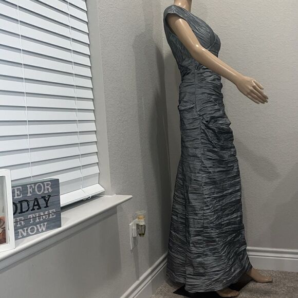 NWOT vintage Alex Evenings gun metal grey crinkled dress - Picture 3 of 8